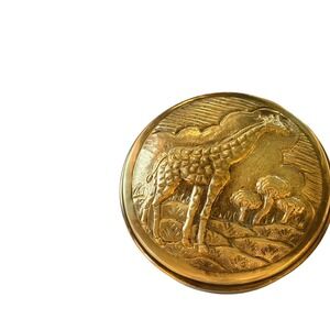 Unbranded Brass Trinket Box Unisex OS Gold Great Embossed Giraffe Safari India